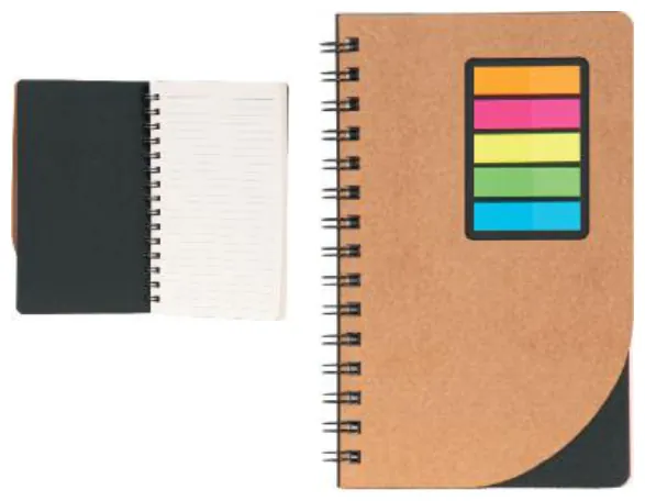 Kraft kapaklı spiralli defter, 12,5 × 20,5 cm: ürün fotoğrafı ve renkleri