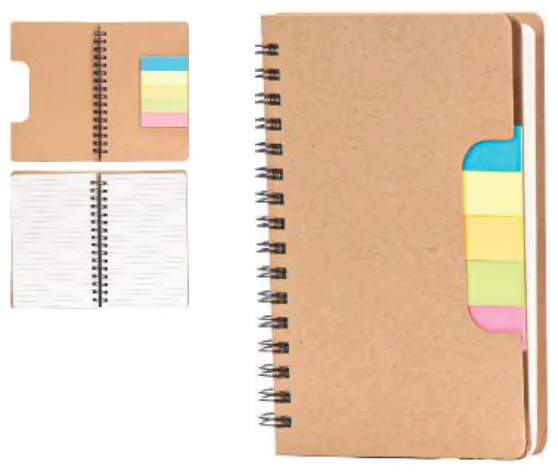 Kraft kapaklı spiralli defter, 10 × 15 cm: ürün fotoğrafı ve renkleri