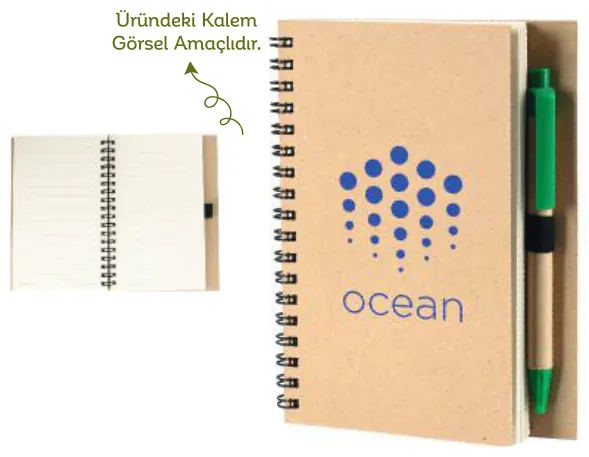 Kraft kapaklı spiralli defter, 16 × 11,5 cm: ürün fotoğrafı ve renkleri