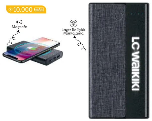 Magsafe powerbank, 10.000 mAh: ürün fotoğrafı ve renkleri