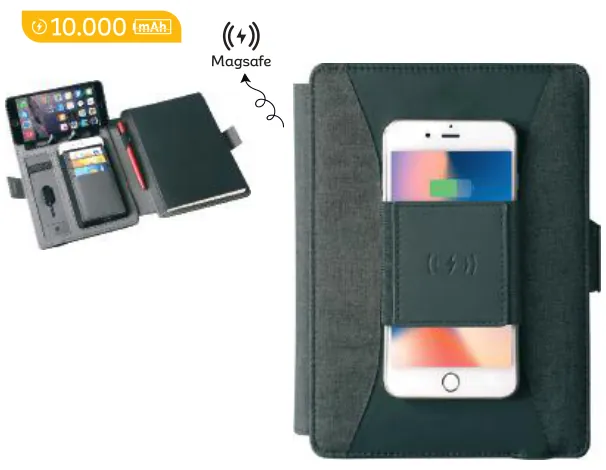Kablosuz şarjlı organizer, A5, 10.000 mAh: ürün fotoğrafı ve renkleri