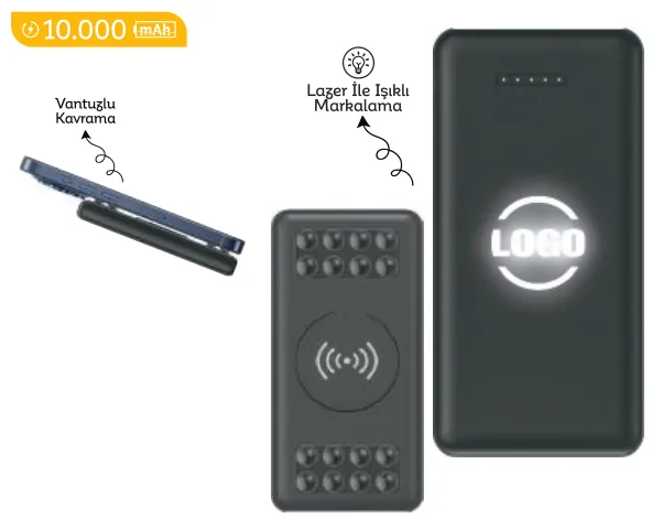 Powerbank, 10.000 mAh: ürün fotoğrafı ve renkleri
