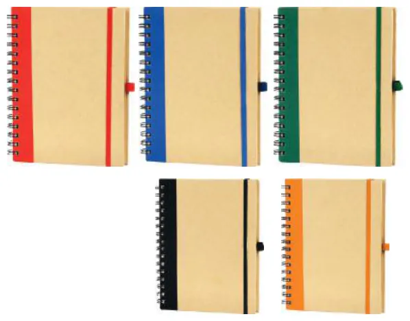 Kraft kapaklı lastikli spiralli defter, 16,5 × 21,5 cm: ürün fotoğrafı ve renkleri